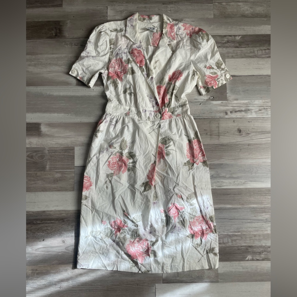 Chic White Dress with Pink Floral Design
